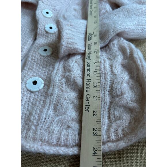 Anthropologie HWR mohair wool cardigan shawl blush lined fuzzy sz s - Picture 6 of 16